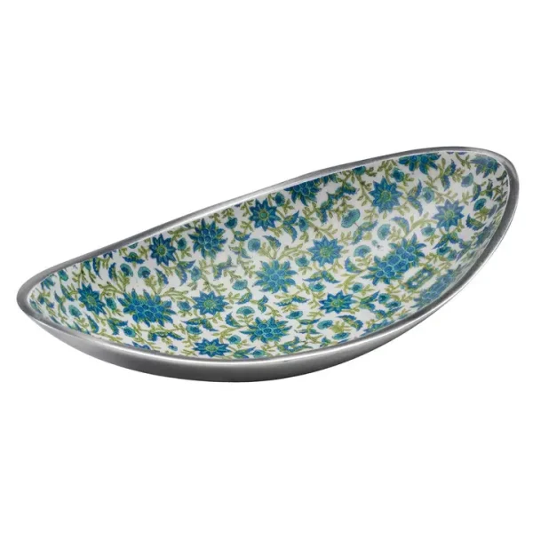 Floral Print Aluminium Oval Bowl