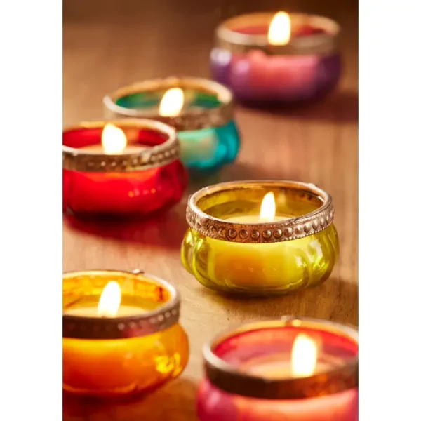 Pumpkin Glass & Iron Border Tealight - Image 2