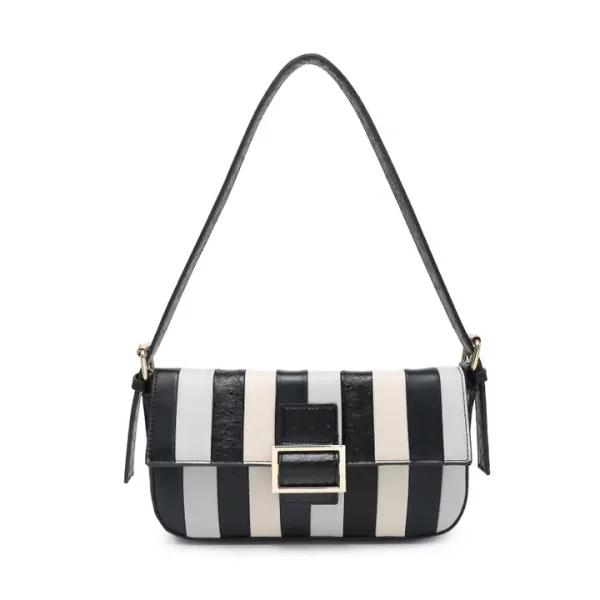 Striped Colour Block Pattern Flap Shoulder Bag - Image 5