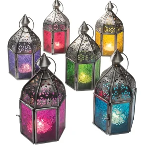 Embossed Glass and Zinc Finish Lantern