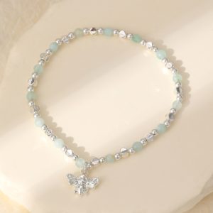 Aquamarine / silver stretch Bracelet