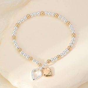 Silver/ Rosegold Heart Stacking Bracelet
