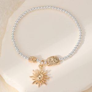 Mixed Metal Sparkle Sun Charm Bracelet