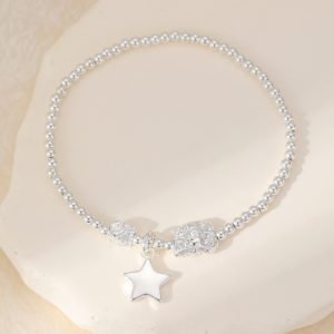 Stretch Beaded Star Charm  Bracelet