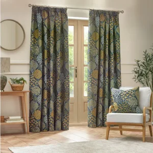Ophelia Floral Jacquard Cushion-  Blue/Saffron