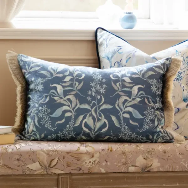 Hettie Printed Ruche Fringe Cushion Atlas