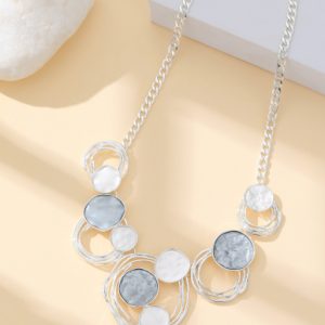 Grey & Silver Circle Statement necklace