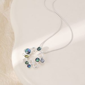 Silver Plated Round Green stone Necklace