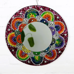 Bright Round Mosaic Flower Mirror- 50CM