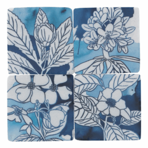 Resin Coaster 10cm - Ink Florals