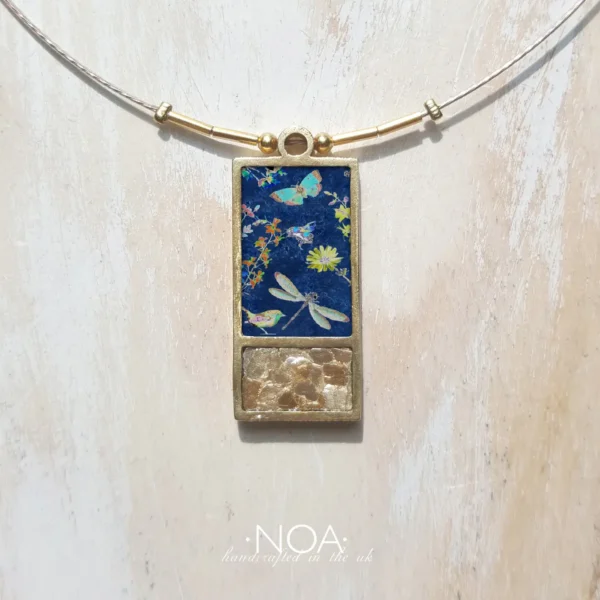 Rectangular Necklace, Gold Plated Stainless Steel