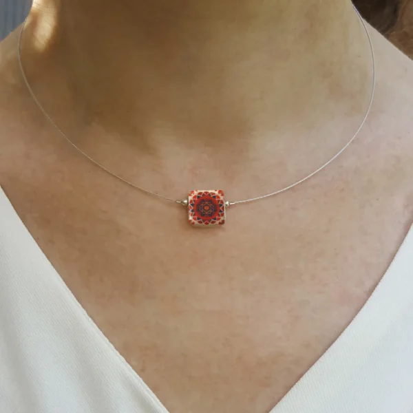 Small Square Ceramic Necklace