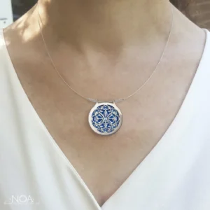 Rose Window Ceramic Necklace, Stainless Steel