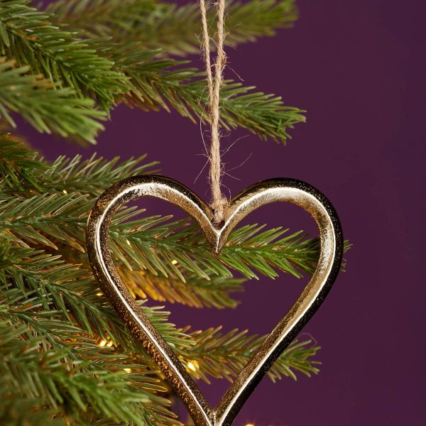 Gold finish heart decoration, recycled aluminium
