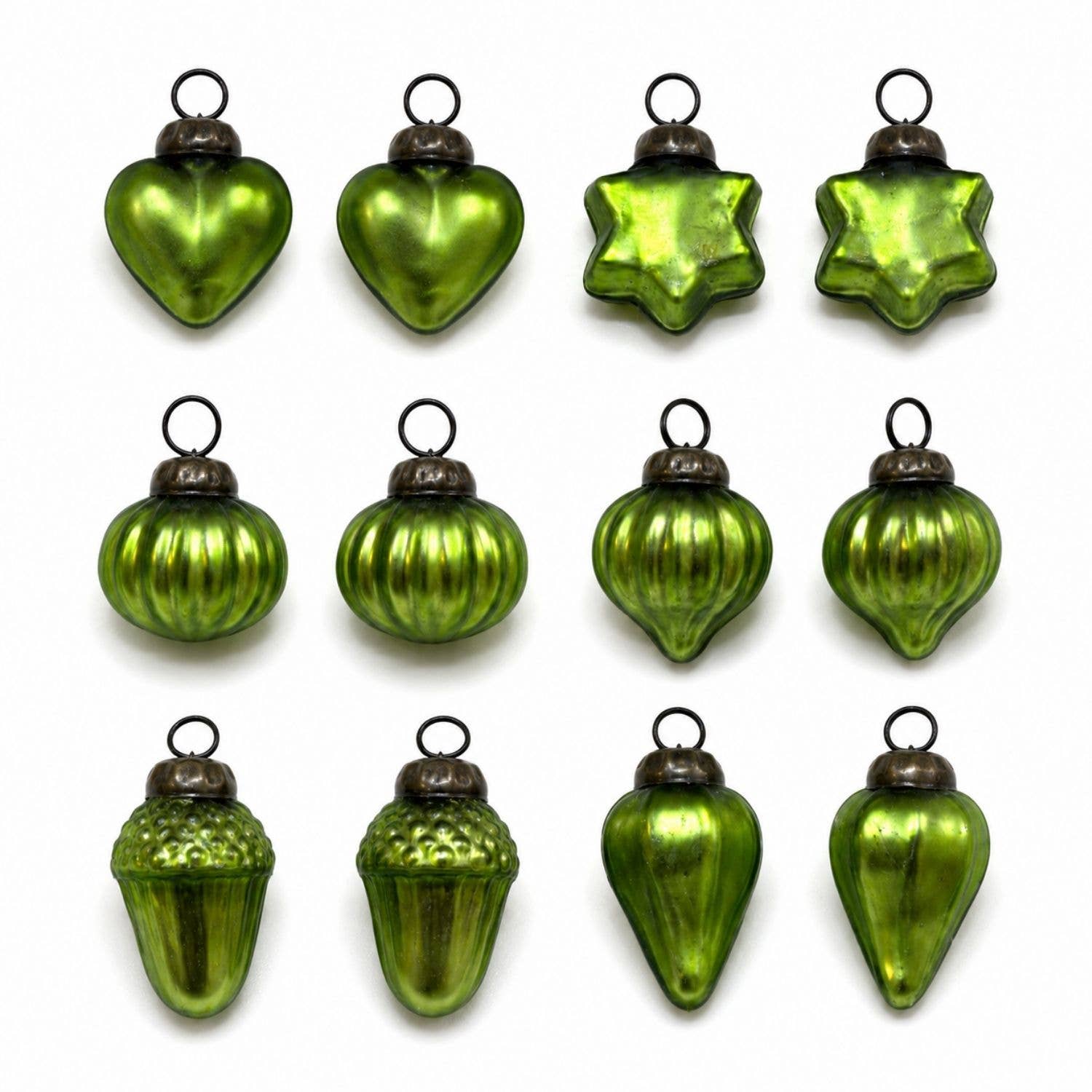 Lime Green 1" Mouth-Blown Glass Baubles (Bag of 12) - Image 2