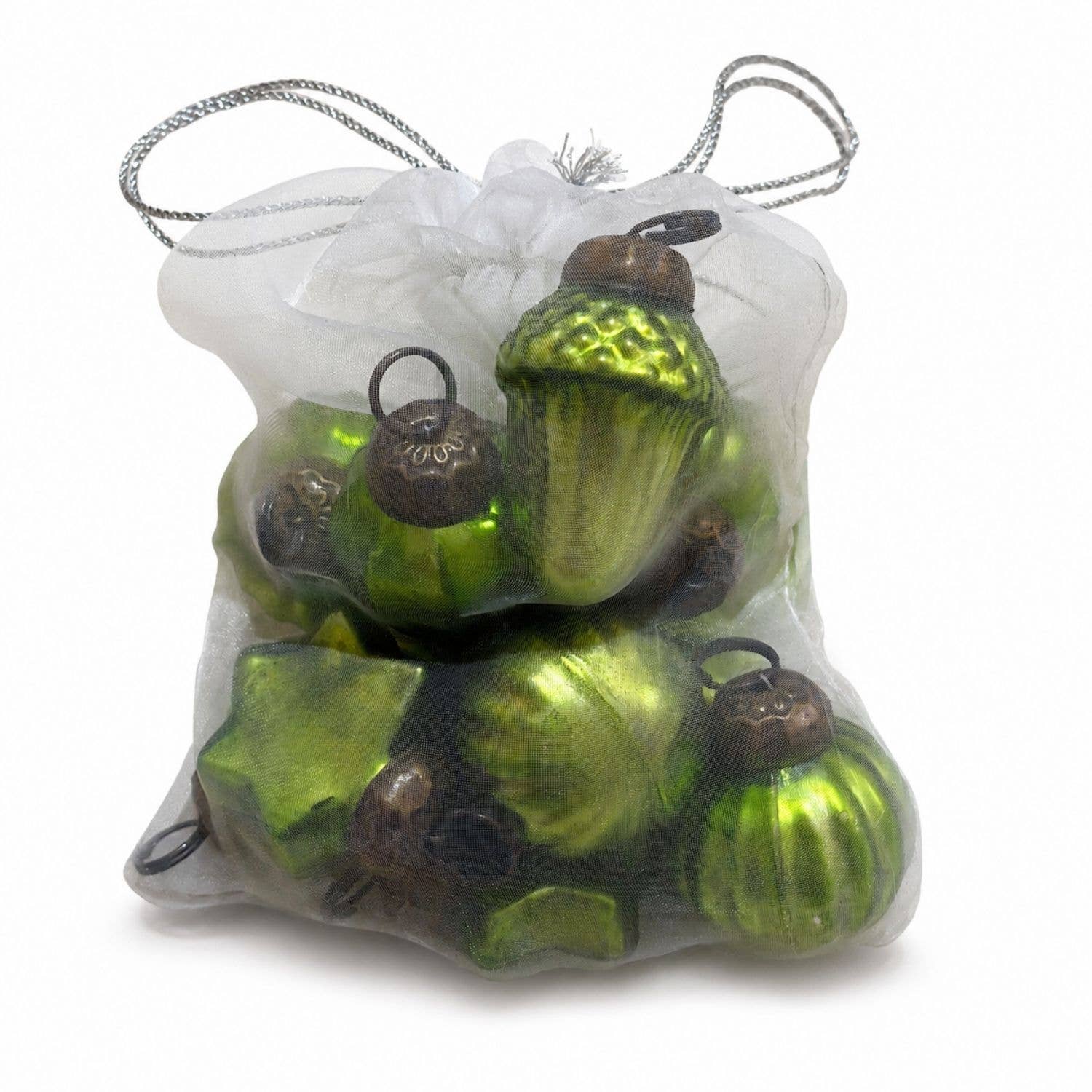Lime Green 1" Mouth-Blown Glass Baubles (Bag of 12) - Image 3